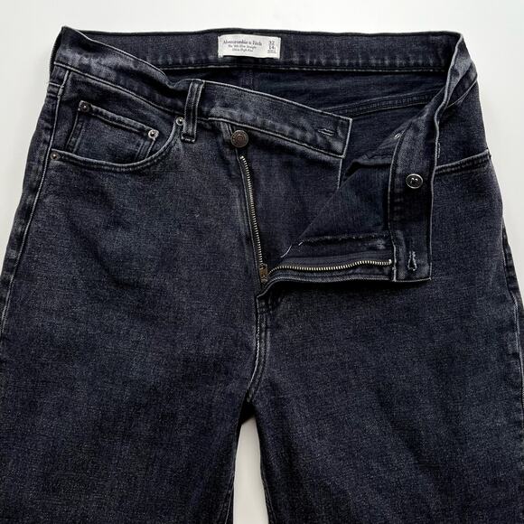 Abercrombie The '90s Slim Straight Ultra High Rise Jeans Black Denim Size 32 14S - Picture 5 of 14